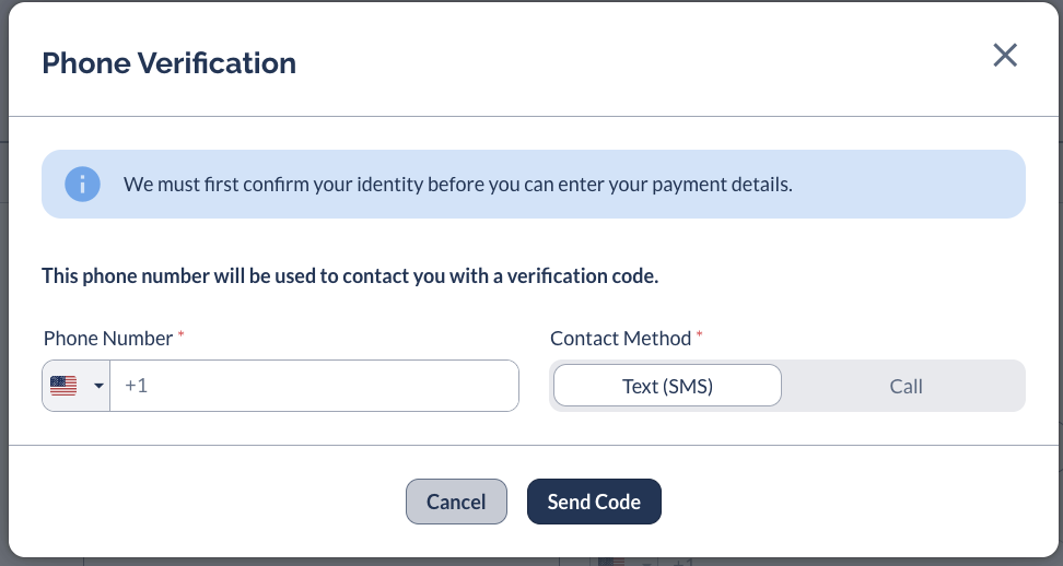 Phone verification modal