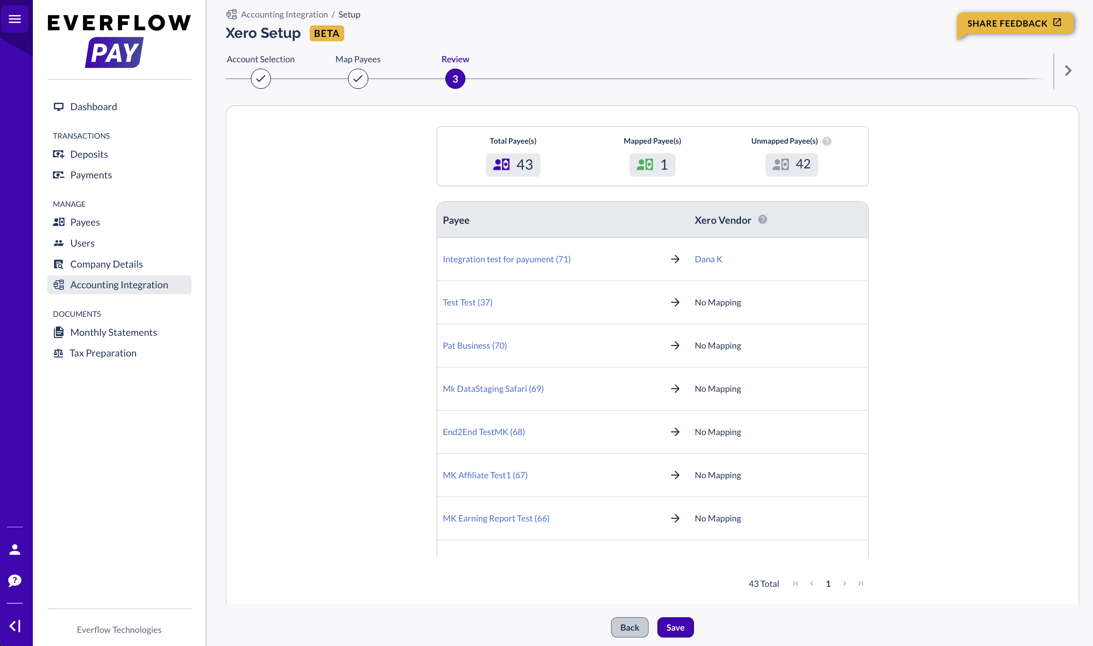 Review step showing Summary cards and mapping table