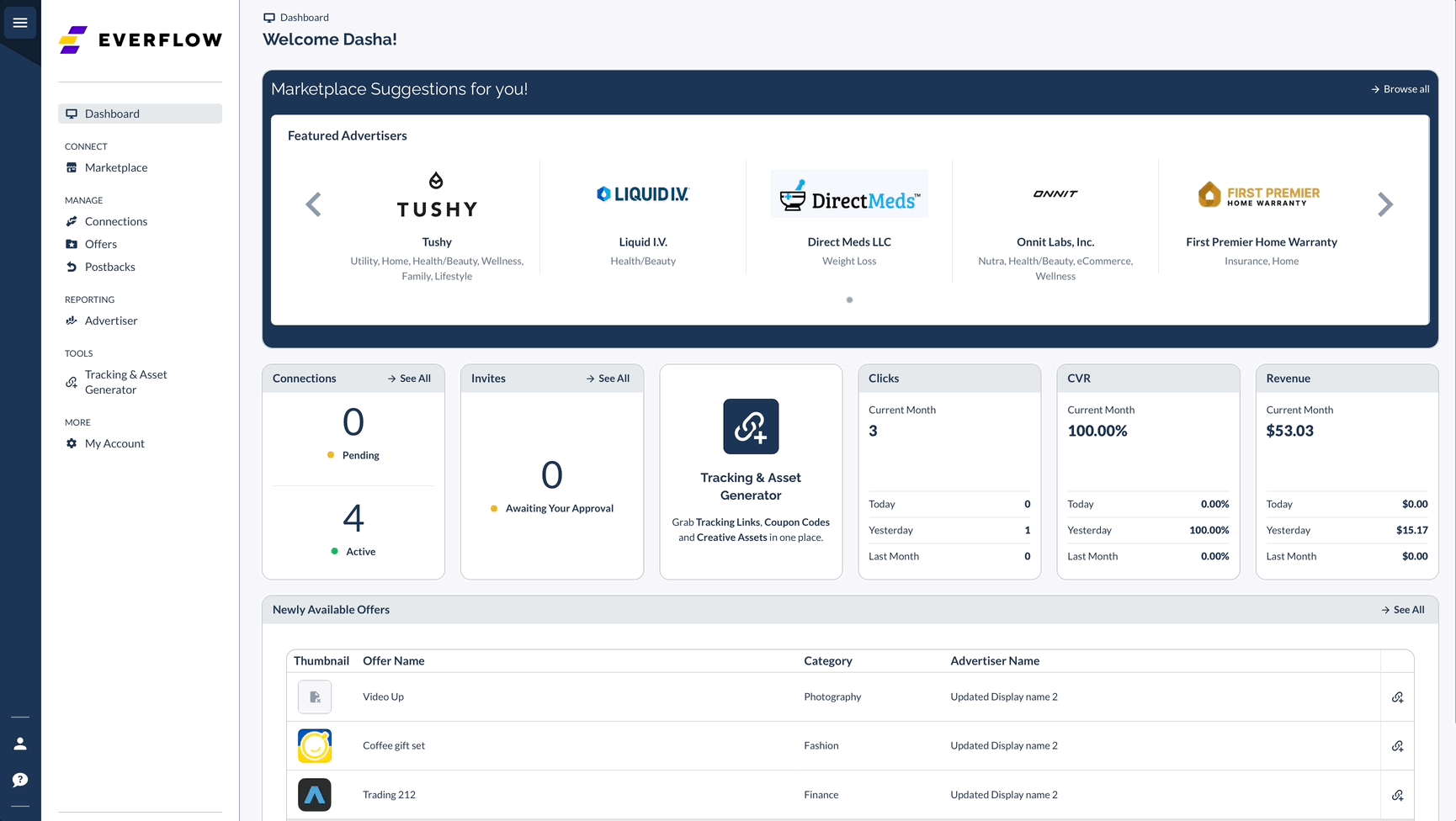 Accessing the Connections page from the Dashboard