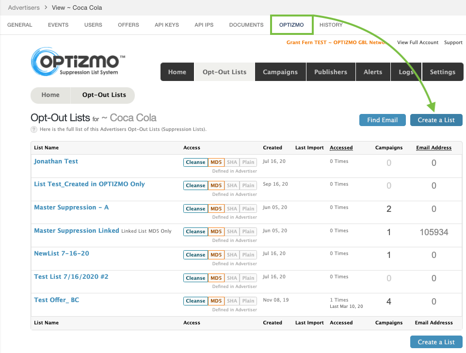 Creating an Optizmo suppression list in Everflow