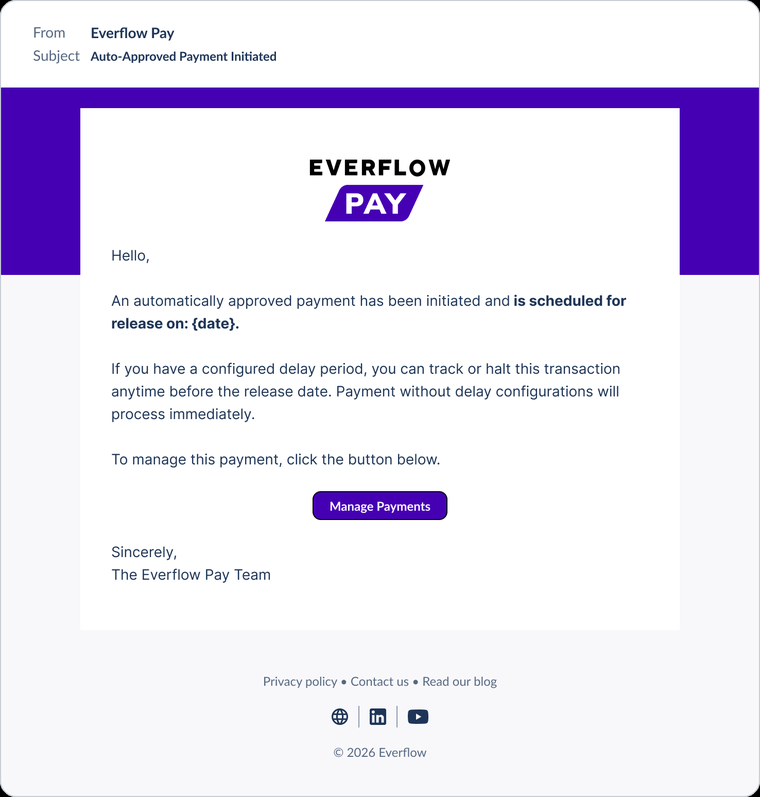Auto-Approved Payment Initiated email