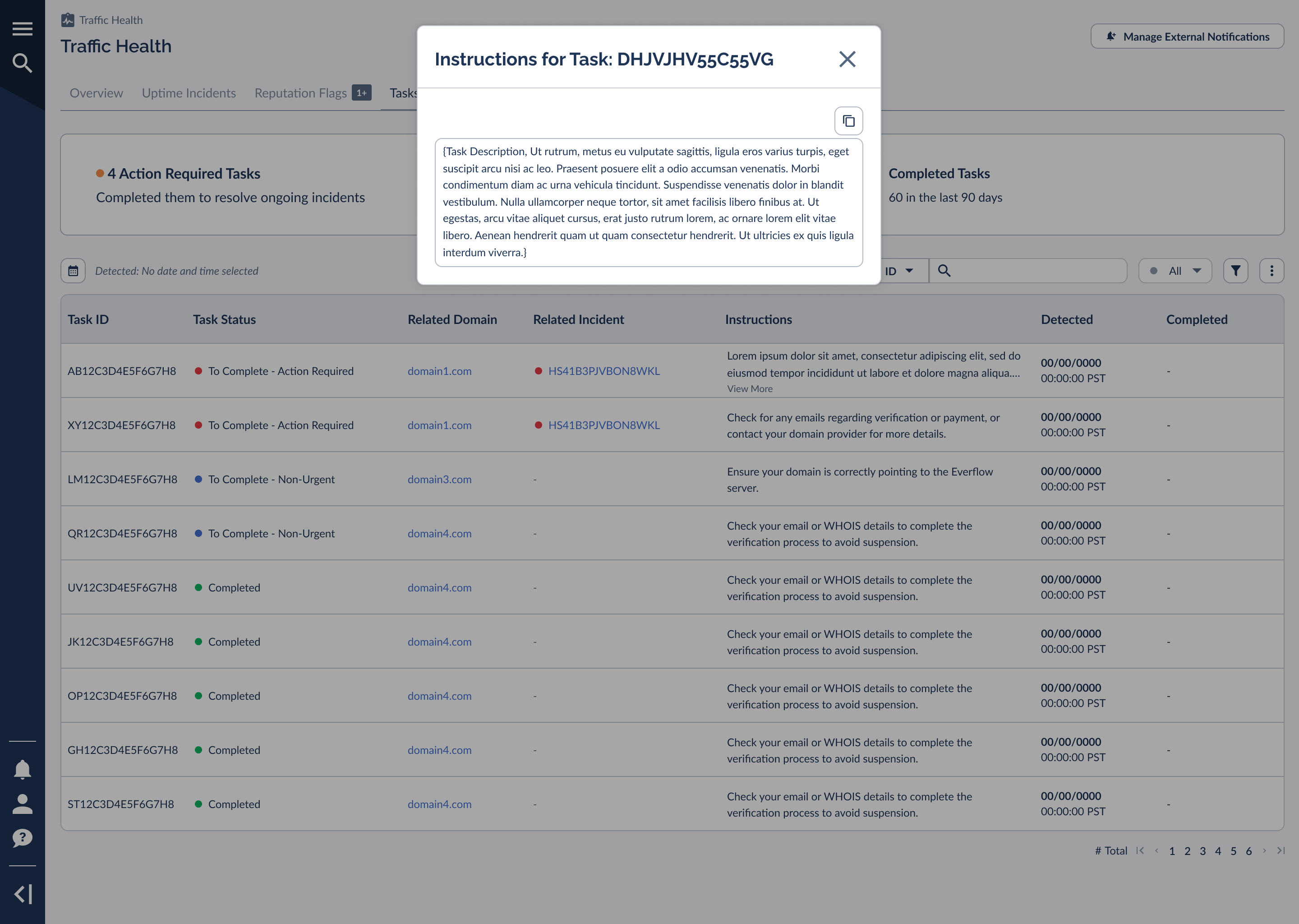 The Instructions for Task view showing a full, copy-ready task description