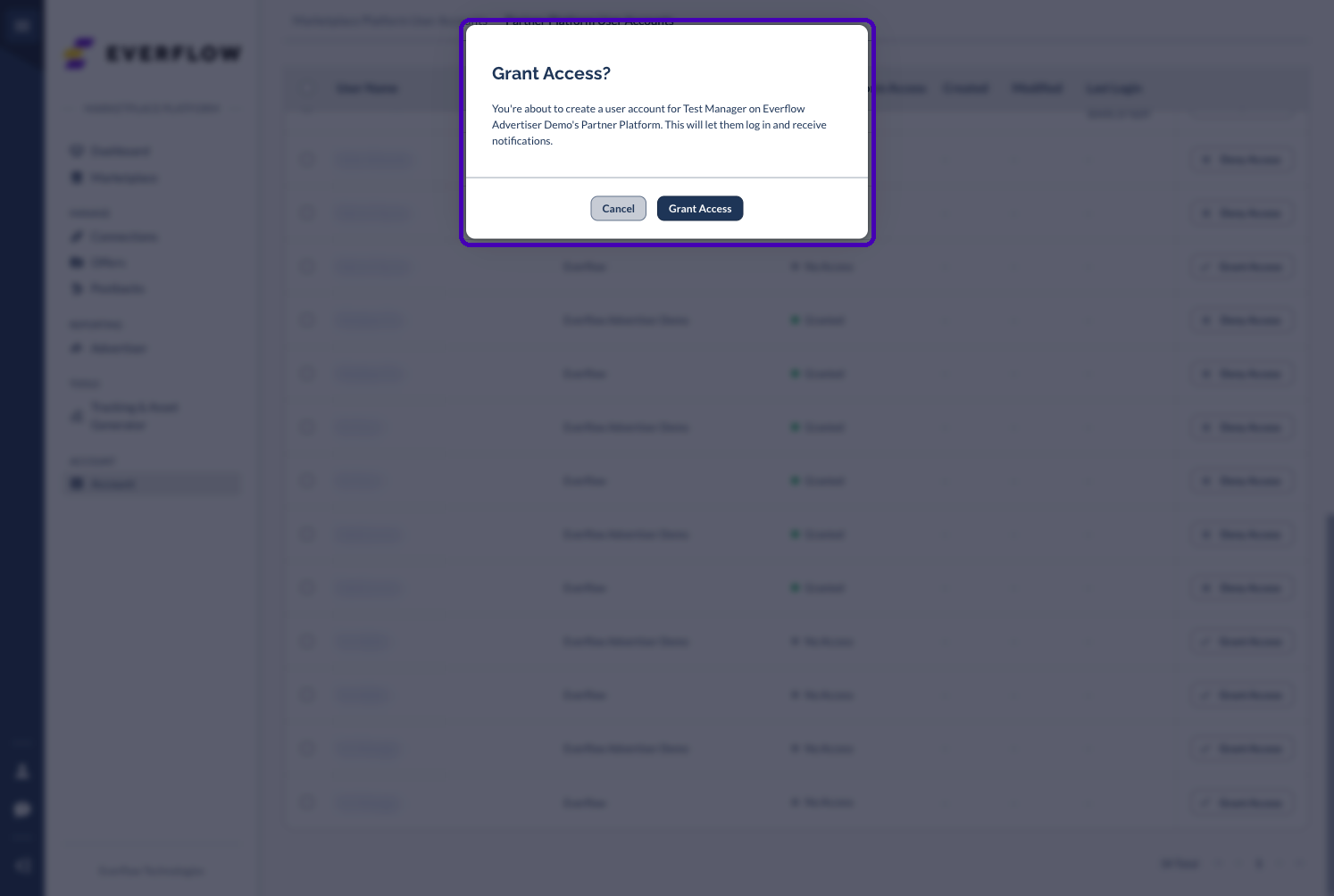 Grant Access confirmation dialog