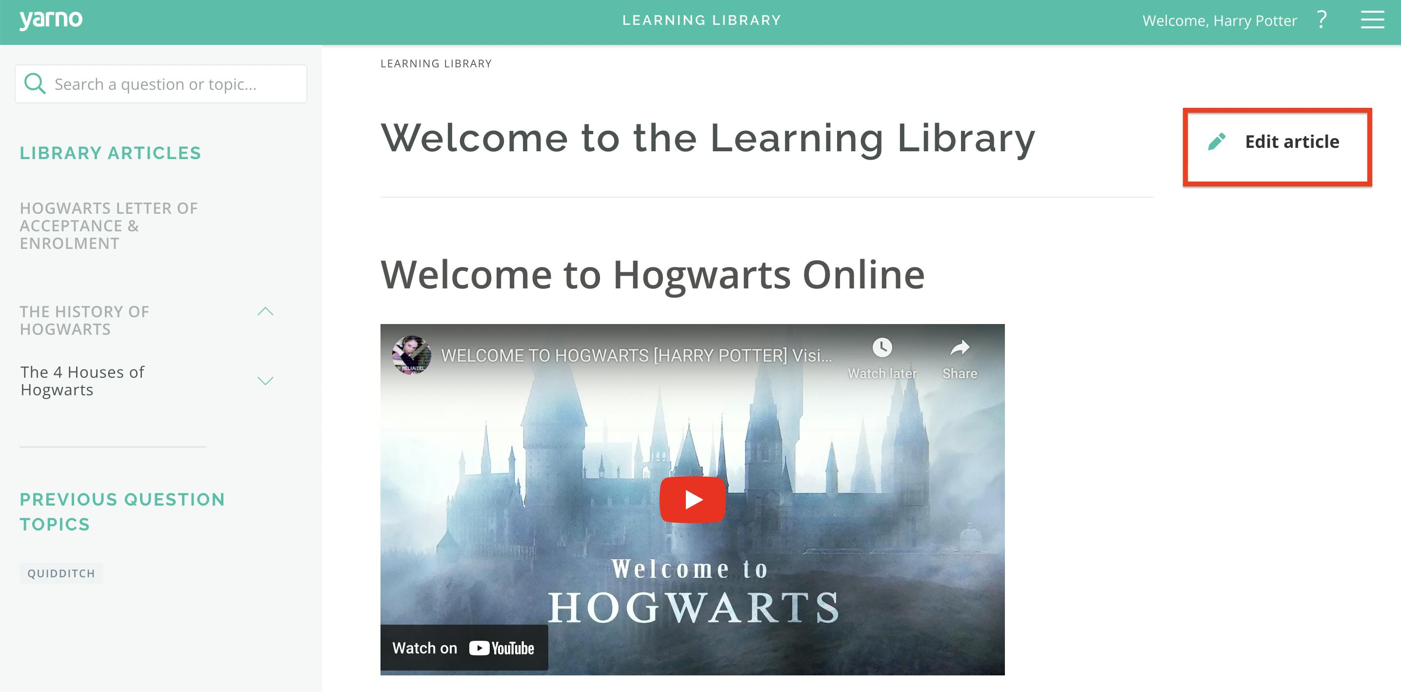Screenshot of Learning Library 
