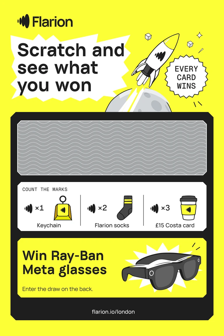 The Flarion scratch card. The prizes are listed in this section.