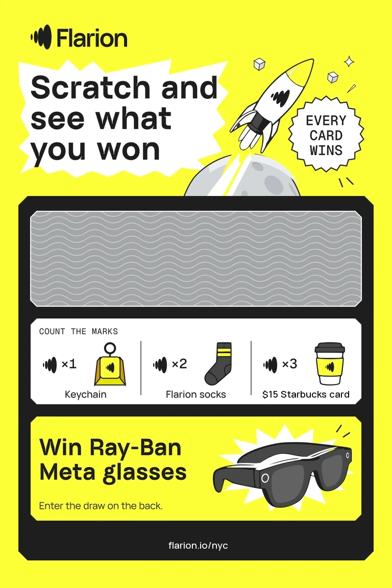 The Flarion scratch-off card. The prizes are listed in this section.