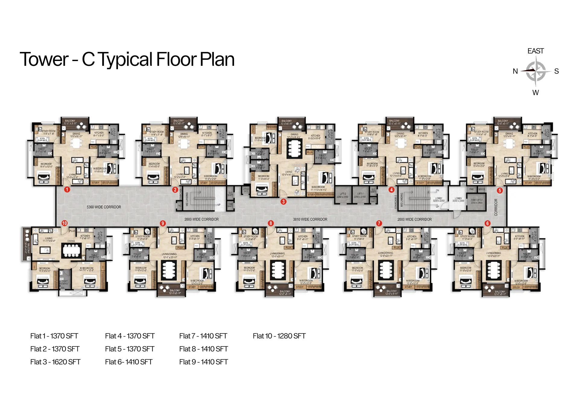 Tamarind Tower - C Typical Floor Plan