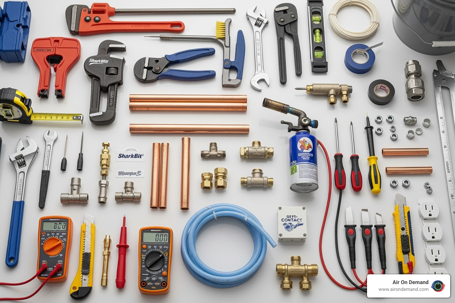tools and materials neatly laid out - water heater installation guide
