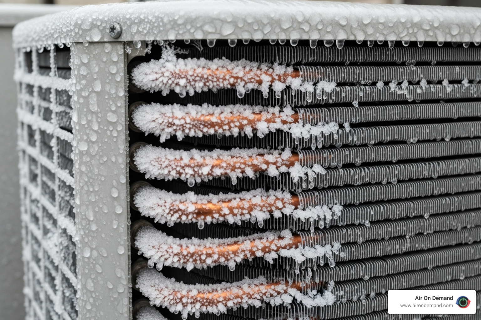 An AC unit with visible frost on the coils - 24/7 AC repair Miami