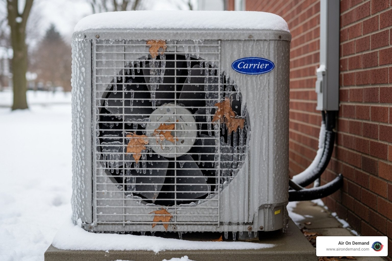 an iced-over outdoor AC unit - emergency ac repair miami
