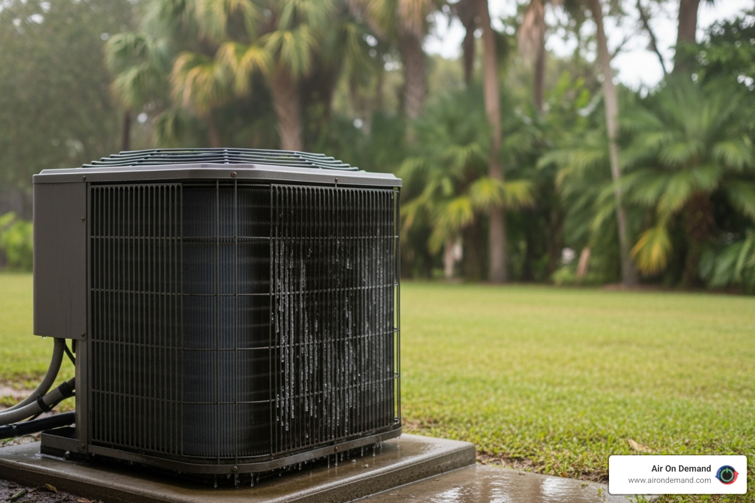 of an outdoor AC unit during a humid Florida day - AC repair Cutler Bay of an outdoor AC unit during a humid Florida day - AC repair Cutler Bay