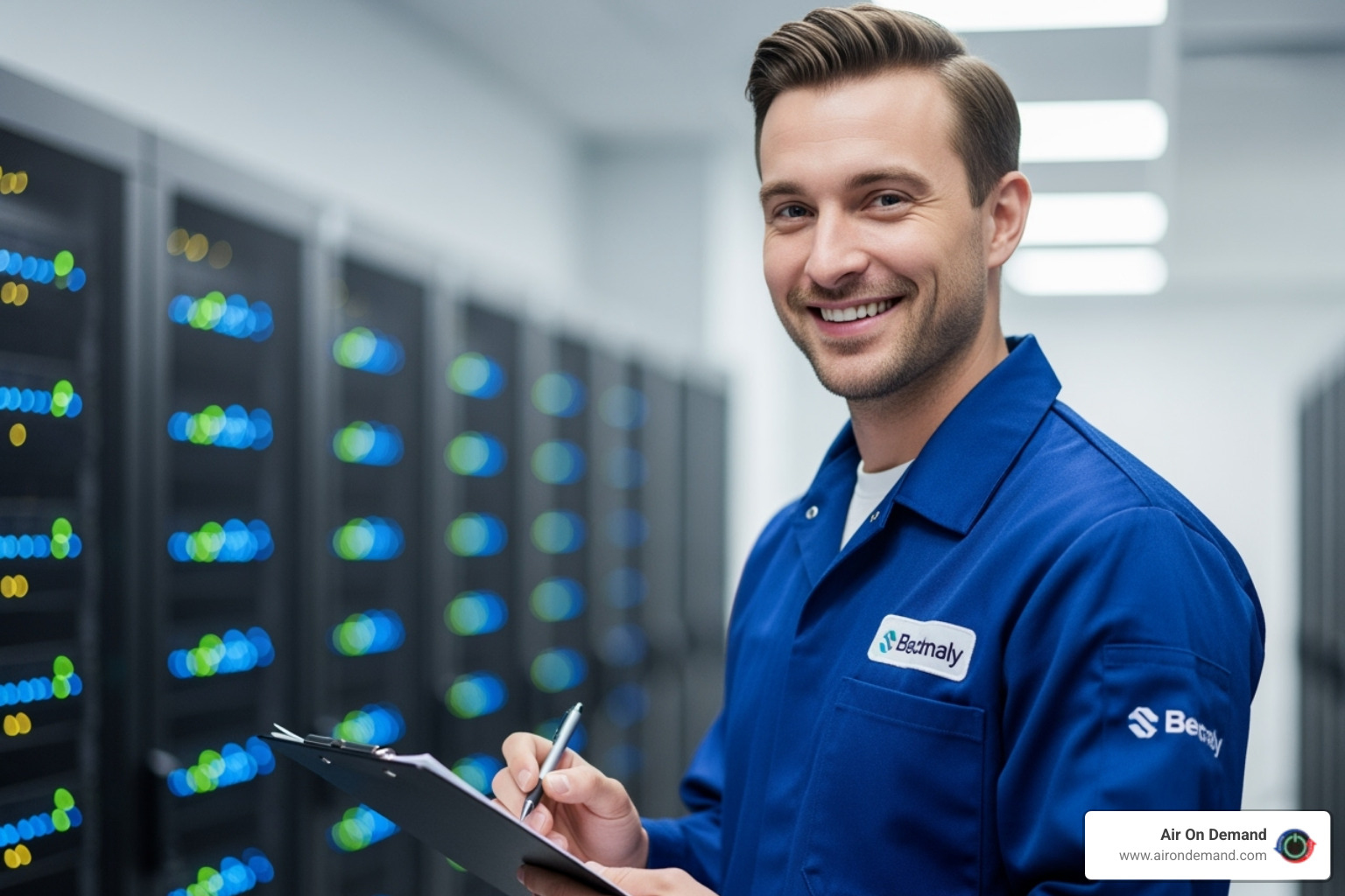 of a professional, uniformed technician smiling with a clipboard - water heater installation near of a professional, uniformed technician smiling with a clipboard - water heater installation near