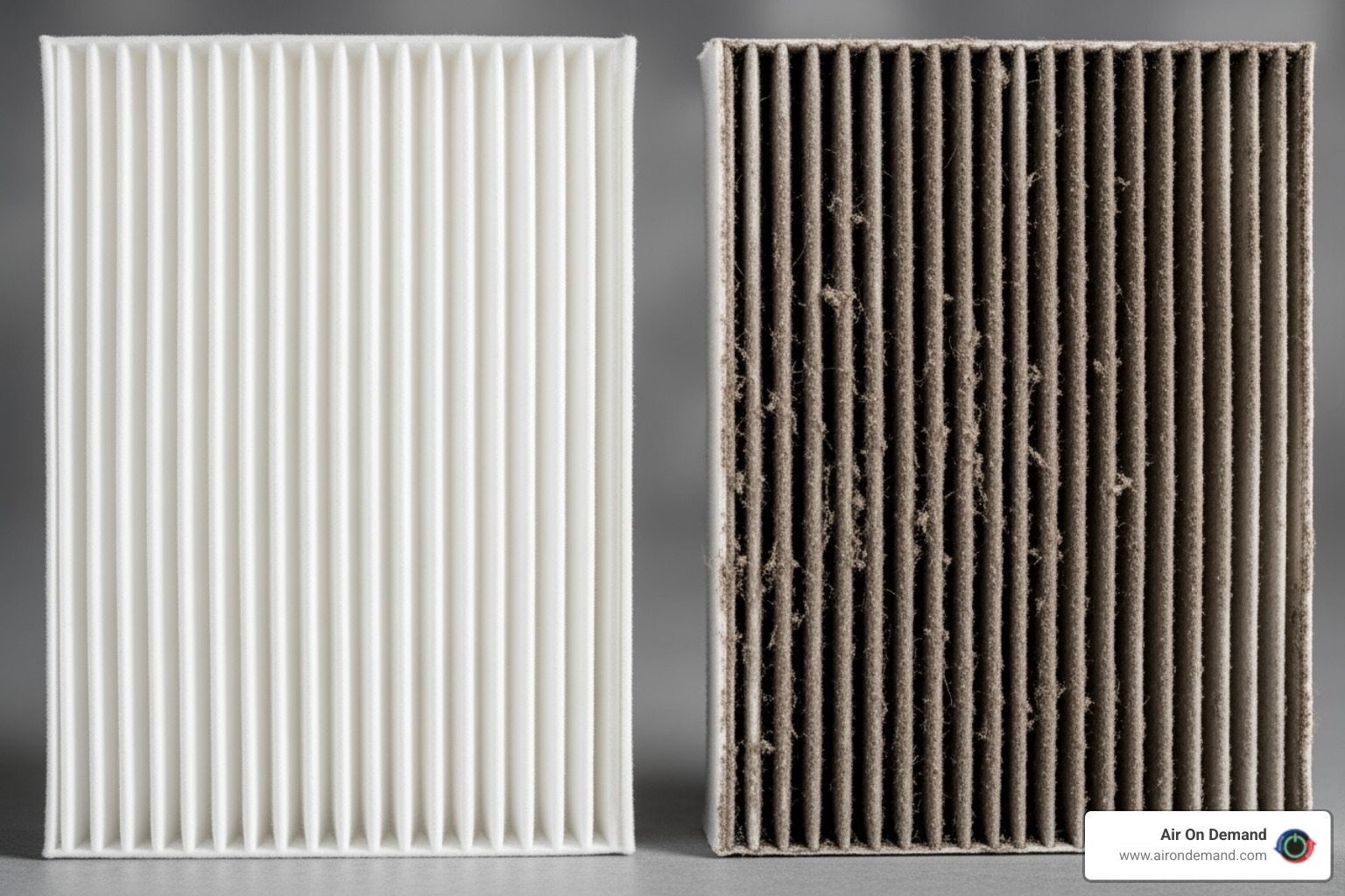Clean air filter compared to a dirty one - miami heating and air conditioning Clean air filter compared to a dirty one - miami heating and air conditioning