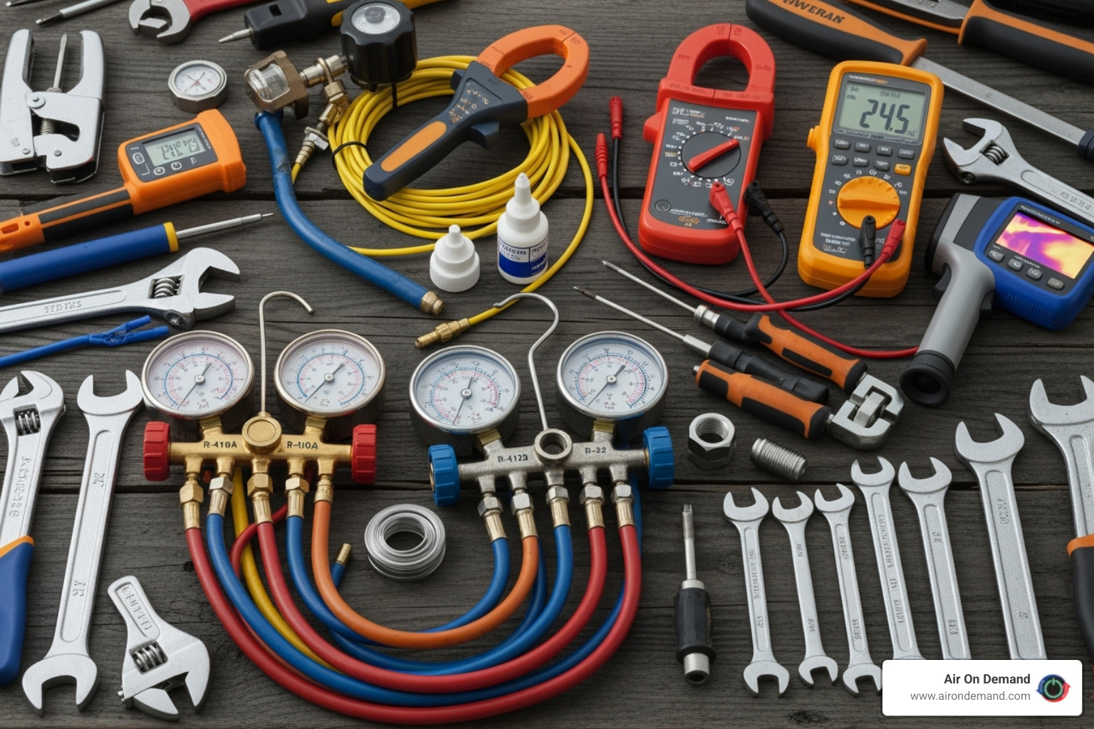 technician's tool kit with gauges and meters - HVAC tune up service technician's tool kit with gauges and meters - HVAC tune up service