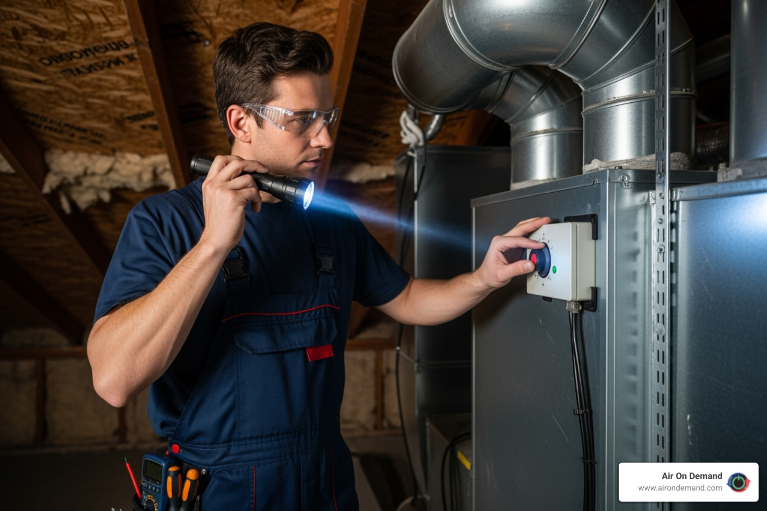 professional technician inspecting indoor air handler unit - hvac repair in miami