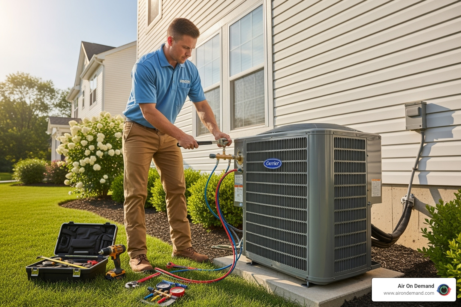 certified technician professionally installing an HVAC system - energy efficient hvac upgrade palmetto bay, fl