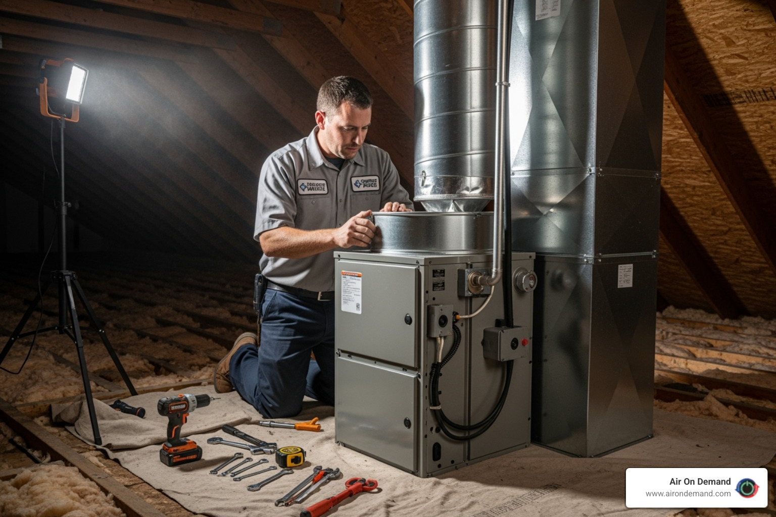 certified technician installing an indoor air handler - heating installation coconut grove, fl