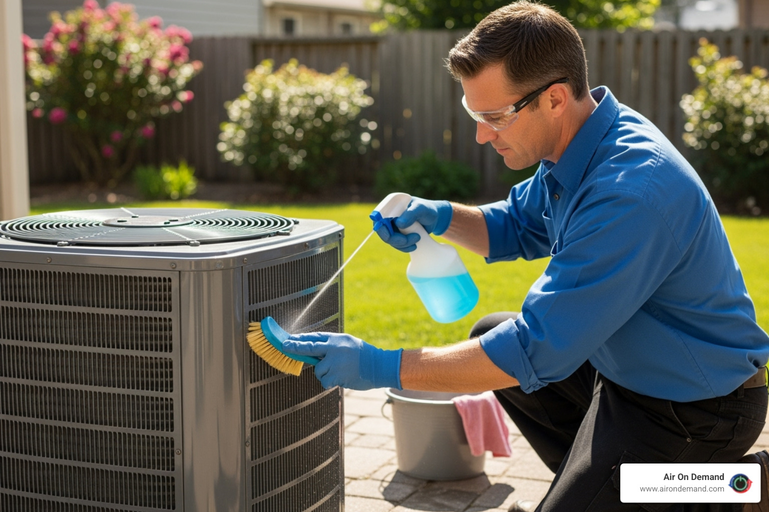 technician cleaning an outdoor AC unit's coils - emergency ac repair coral gables, fl technician cleaning an outdoor AC unit's coils - emergency ac repair coral gables, fl
