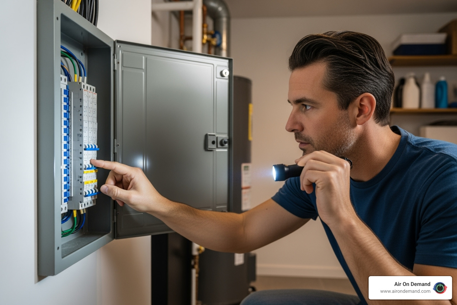 homeowner checking a circuit breaker panel - emergency ac repair coral gables, fl homeowner checking a circuit breaker panel - emergency ac repair coral gables, fl