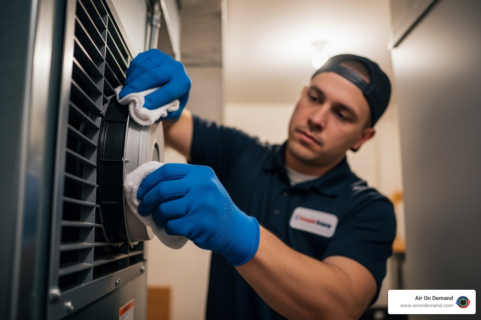 technician cleaning an indoor air handler component - heating repair coconut grove, fl technician cleaning an indoor air handler component - heating repair coconut grove, fl