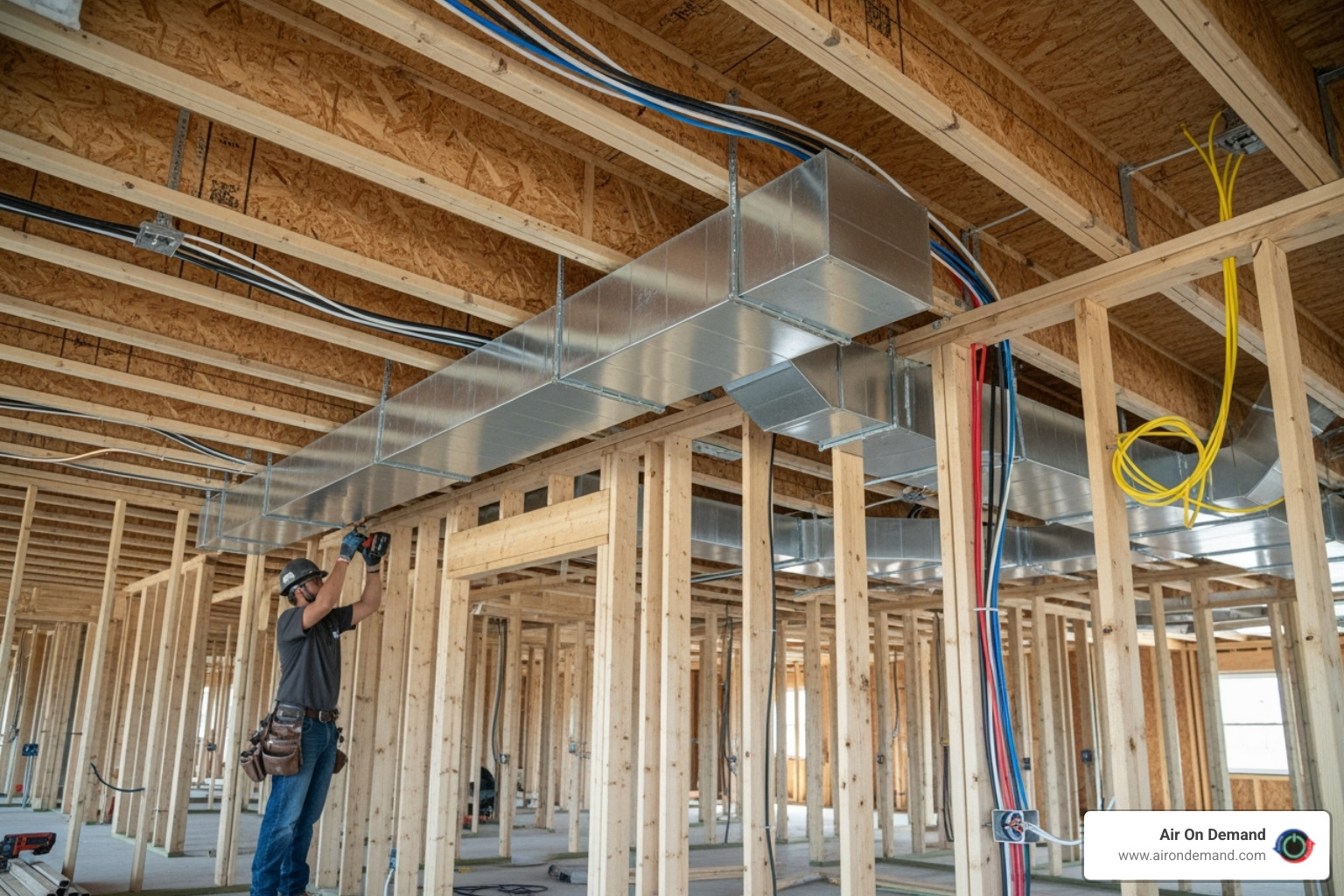 clean, well-organized ductwork installation in a home under construction - hvac installation new construction coconut grove, fl clean, well-organized ductwork installation in a home under construction - hvac installation new construction coconut grove, fl