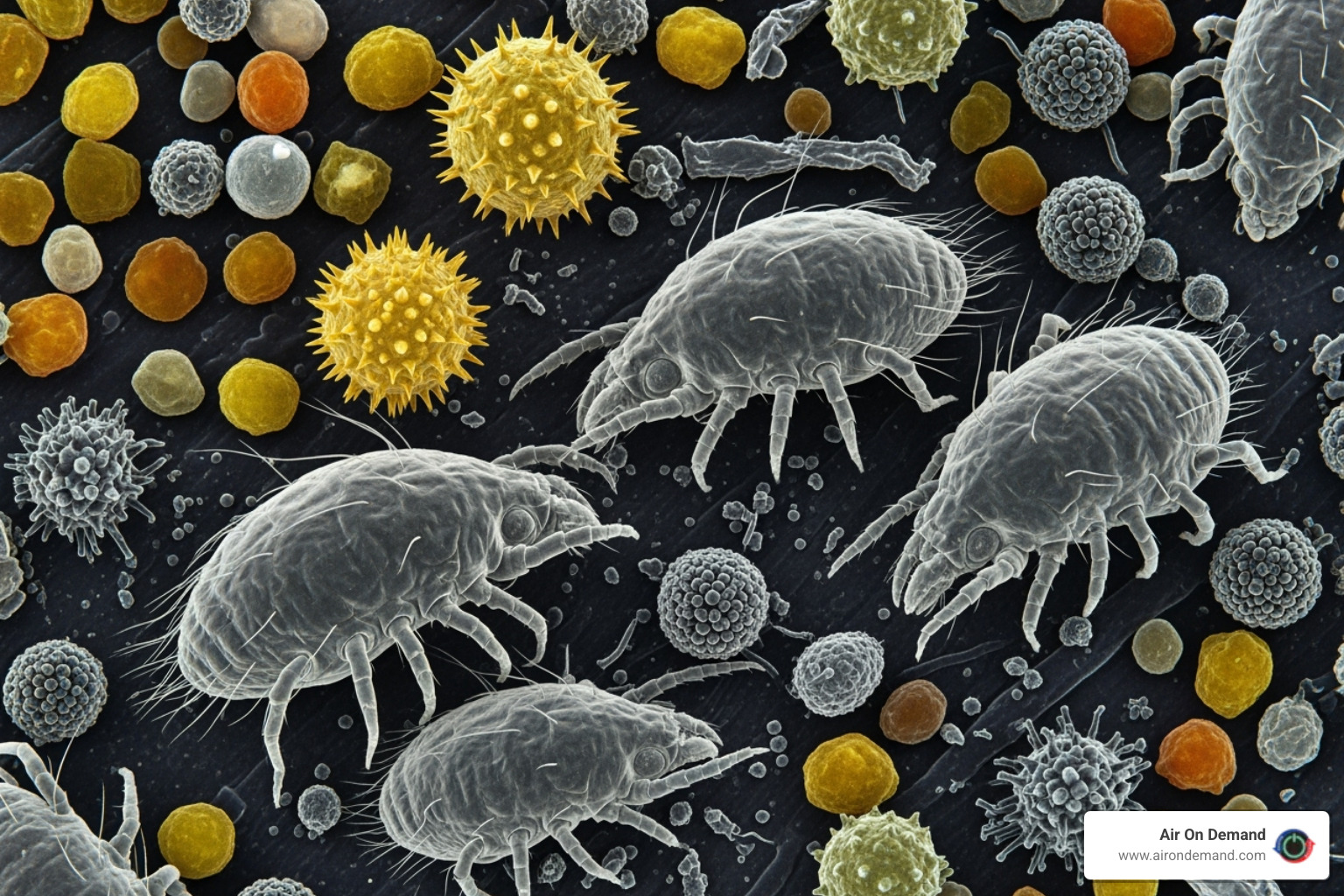 Microscopic view of dust mites, pollen, and mold spores - indoor air quality testing pinecrest, fl Microscopic view of dust mites, pollen, and mold spores - indoor air quality testing pinecrest, fl