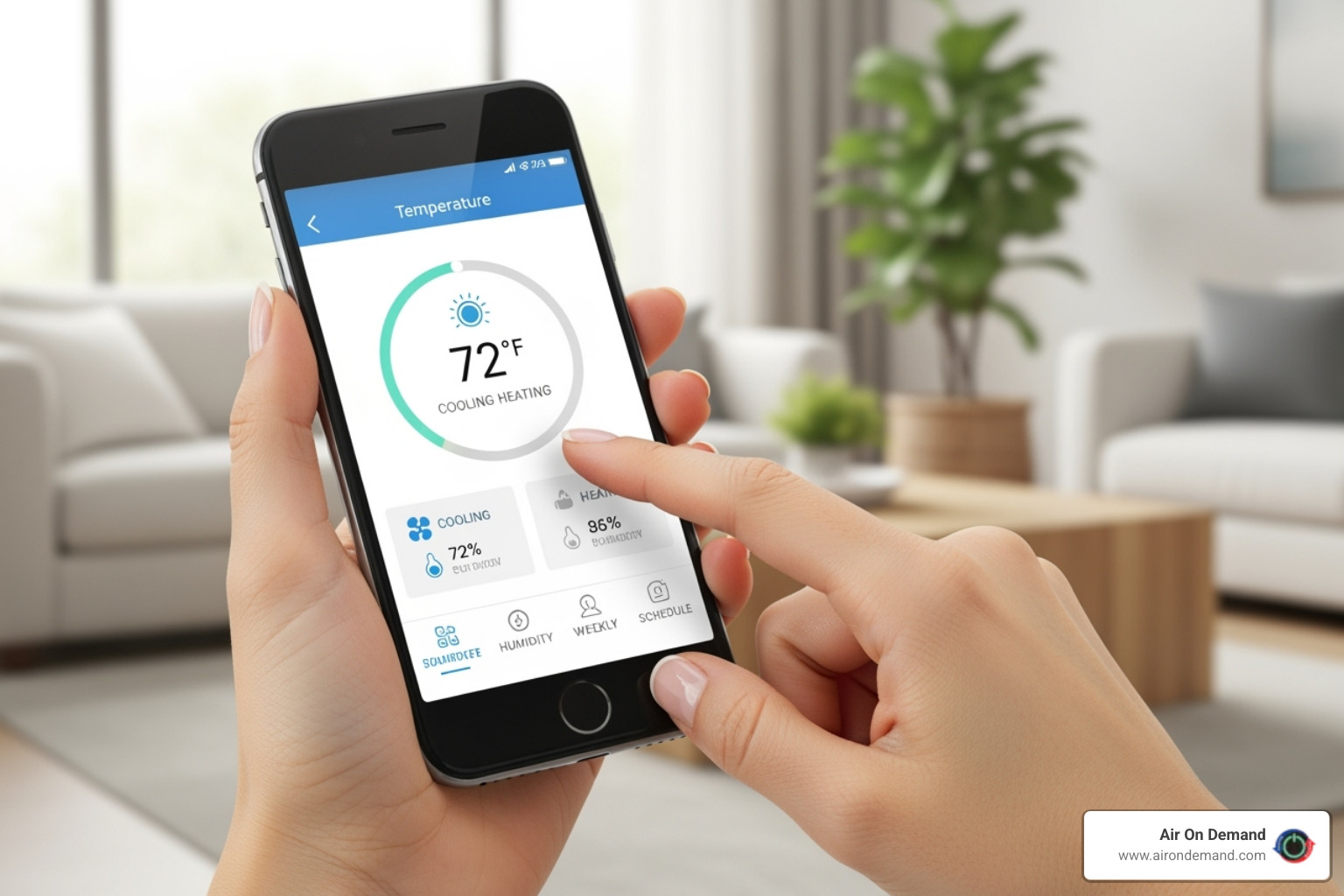 user interacting with smart thermostat app - smart thermostat installation cutler bay, fl user interacting with smart thermostat app - smart thermostat installation cutler bay, fl