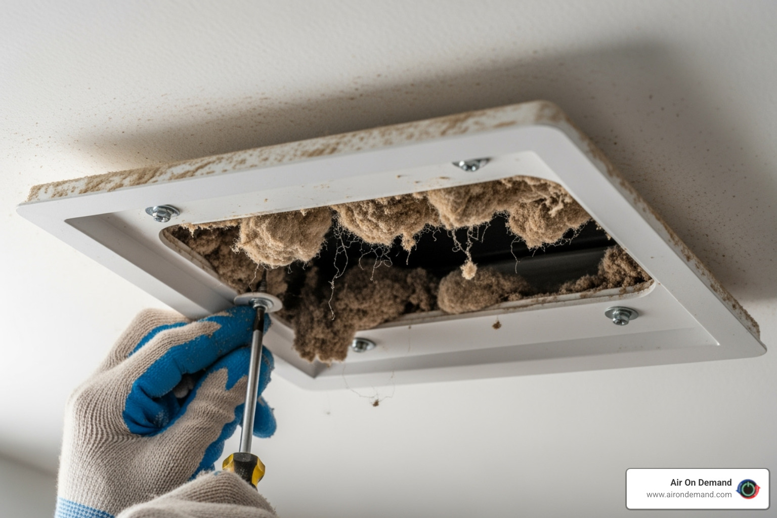 dusty air vent cover being removed - duct cleaning country walk, fl
