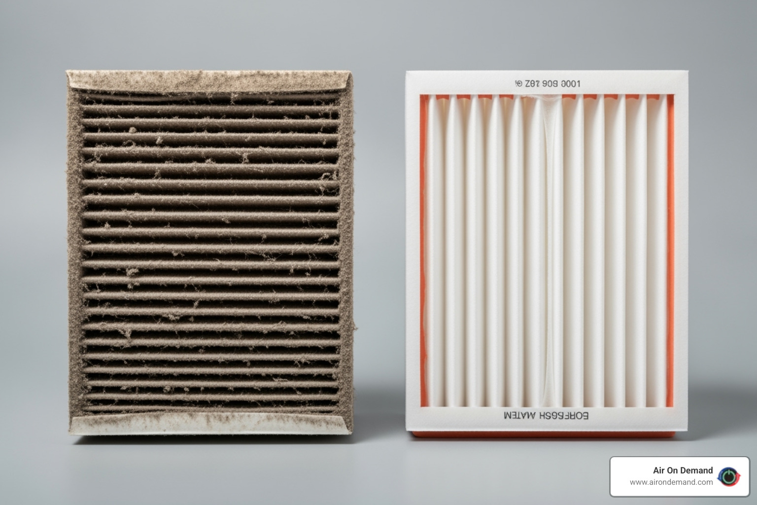 A dirty, dusty air filter next to a clean, white air filter, emphasizing the contrast. - duct cleaning cutler bay, fl A dirty, dusty air filter next to a clean, white air filter, emphasizing the contrast. - duct cleaning cutler bay, fl