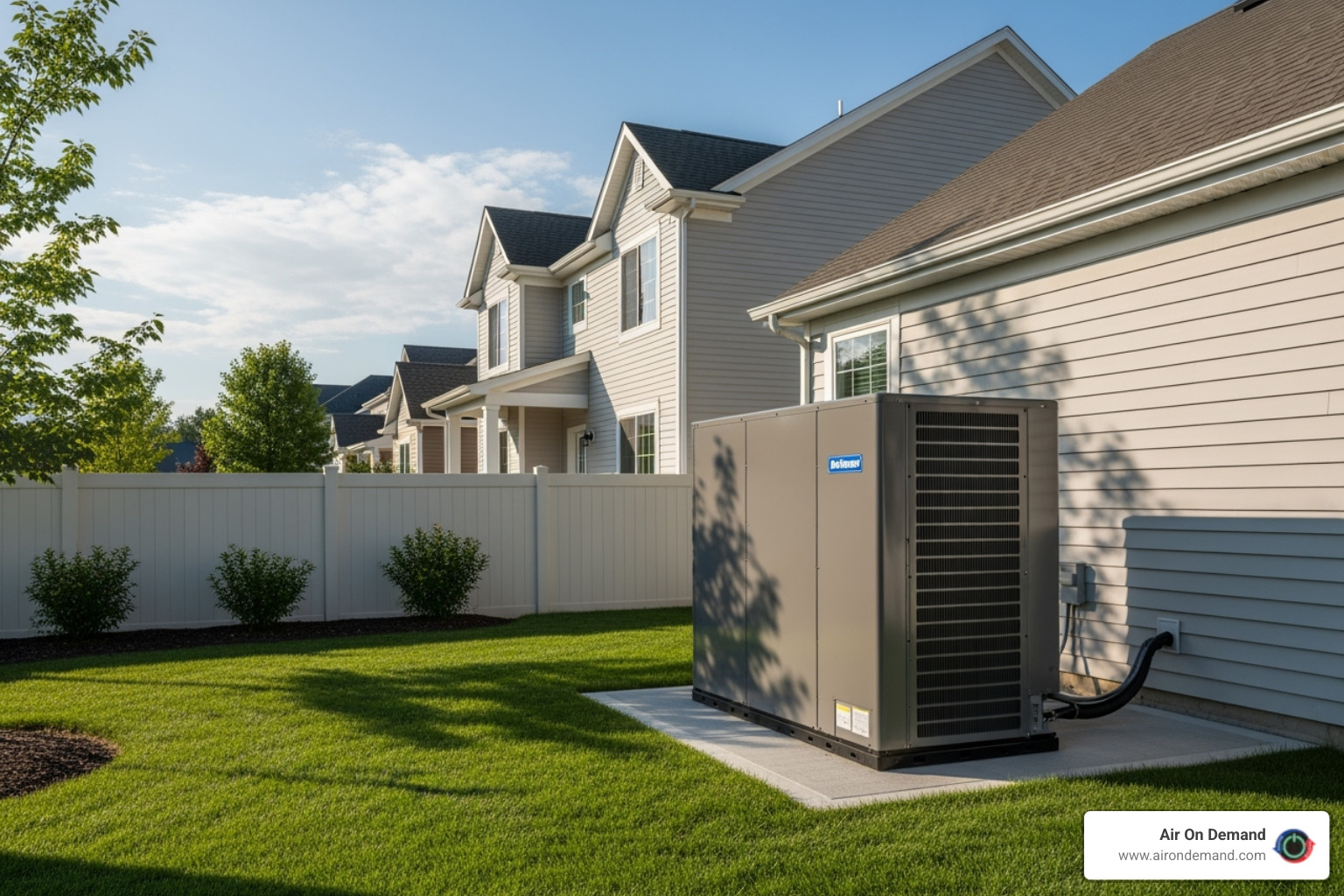 modern, high-efficiency heat pump unit outside a suburban home - heating repair kendale lakes, fl