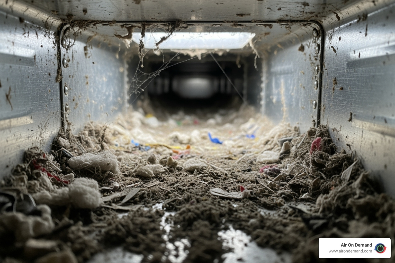 Dust and debris inside a dirty air duct - duct cleaning kendale lakes, fl Dust and debris inside a dirty air duct - duct cleaning kendale lakes, fl