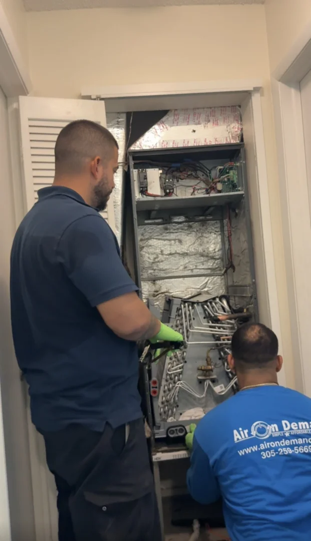 Close up of a clean air conditioner evaporator coil - how often should you service your hvac Close up of a clean air conditioner evaporator coil - how often should you service your hvac