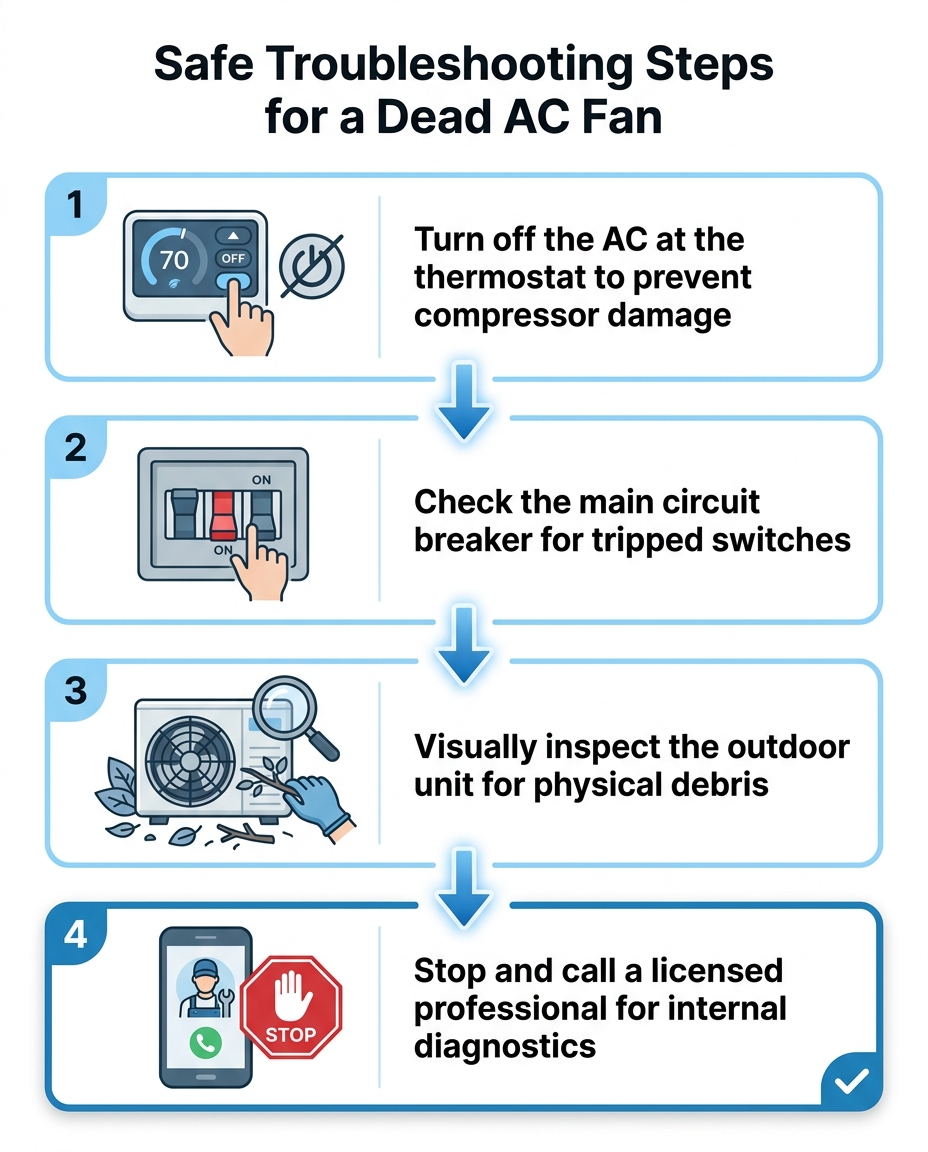 Safe Troubleshooting Steps for a Dead AC Fan