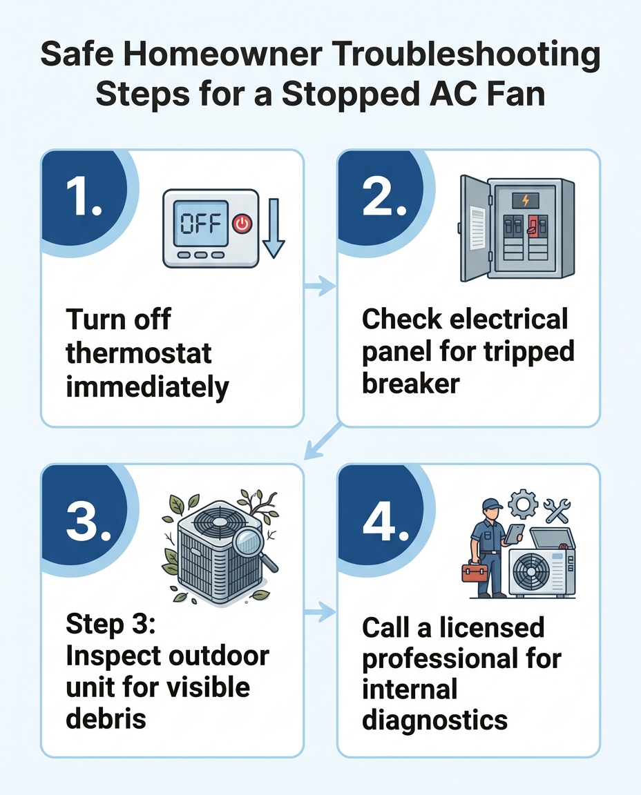 Safe Homeowner Troubleshooting Steps for a Stopped AC Fan