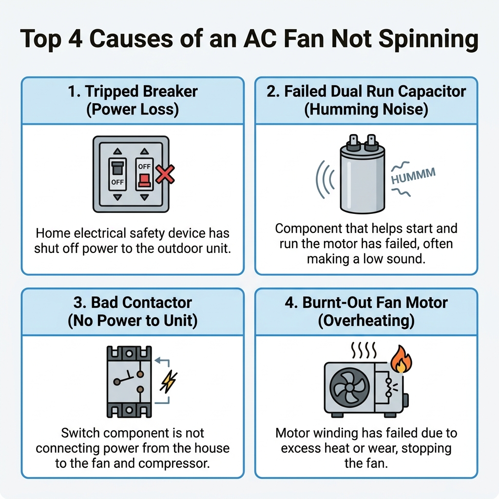 Top 4 Causes of an AC Fan Not Spinning