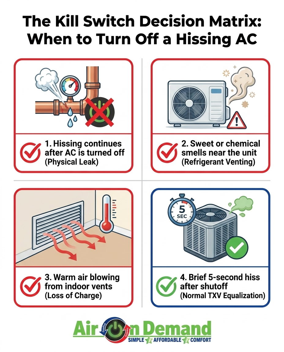 The Kill Switch Decision Matrix: When to Turn Off a Hissing AC