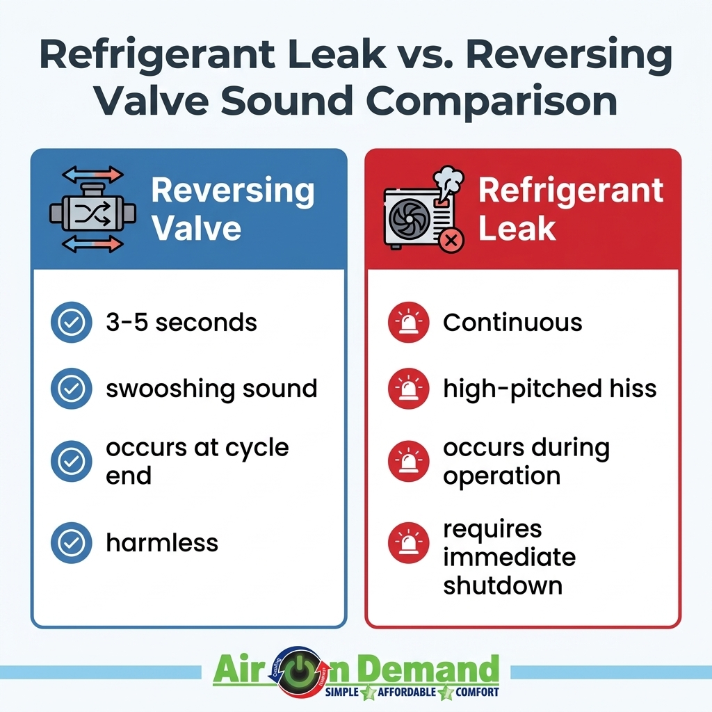 Refrigerant Leak vs. Reversing Valve Sound Comparison