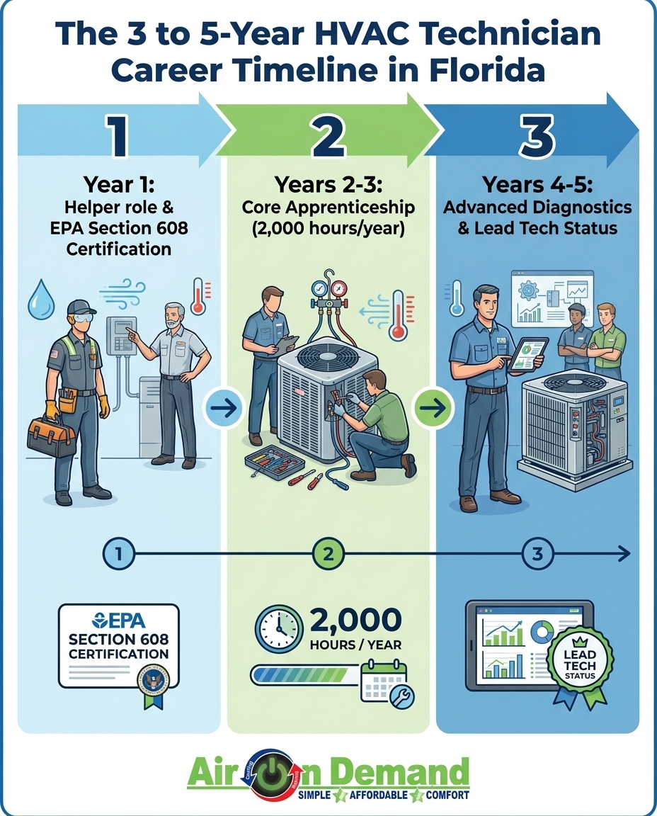 The 3 to 5-Year HVAC Technician Career Timeline in Florida