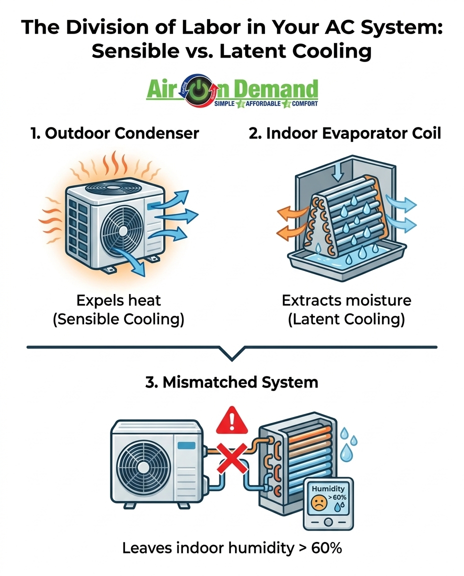 The Division of Labor in Your AC System: Sensible vs. Latent Cooling