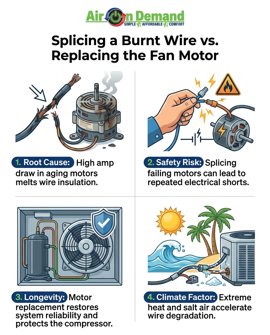 Splicing a Burnt Wire vs. Replacing the Fan Motor