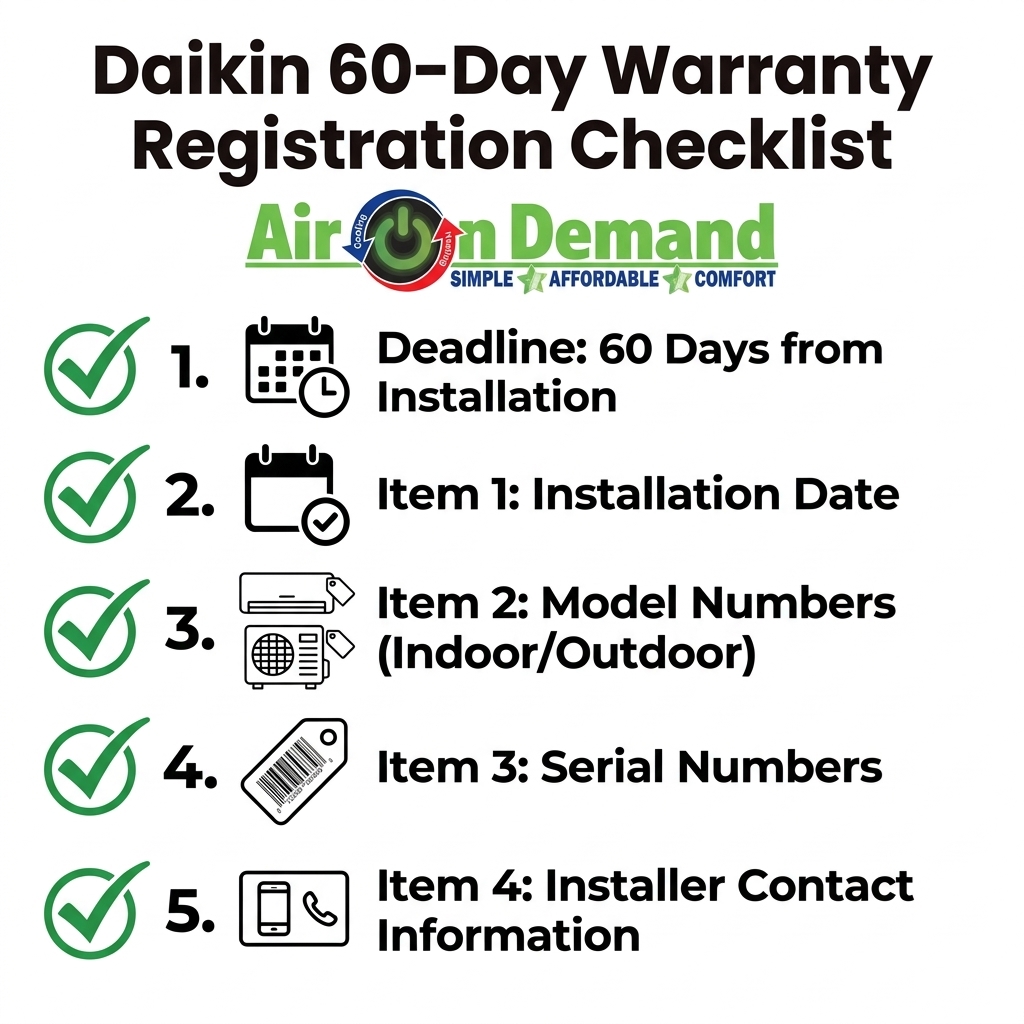 Daikin 60-Day Warranty Registration Checklist