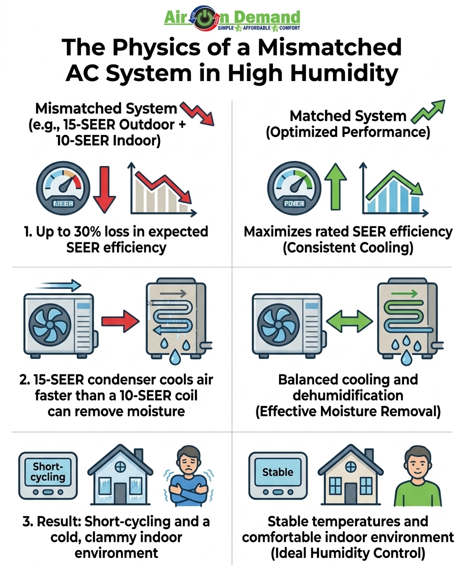 The Physics of a Mismatched AC System in High Humidity