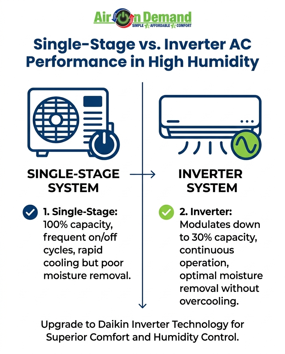 Single-Stage vs. Inverter AC Performance in High Humidity