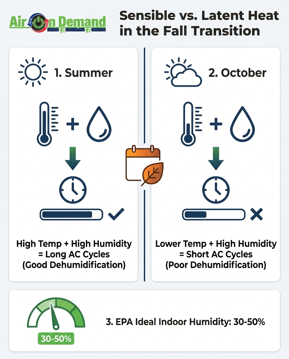 Sensible vs. Latent Heat in the Fall Transition