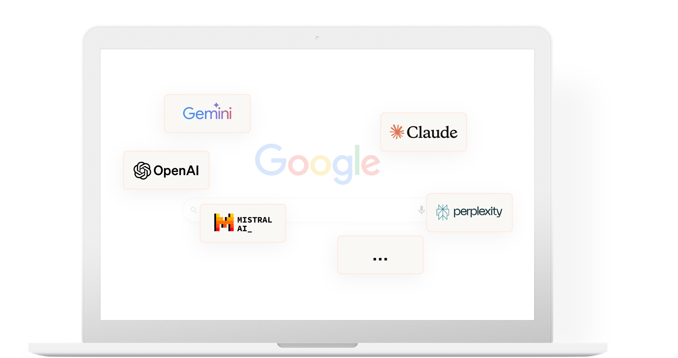 Ordinateurs avec logos des LLMs