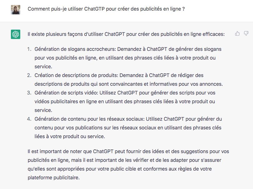 ChatGPT exemple