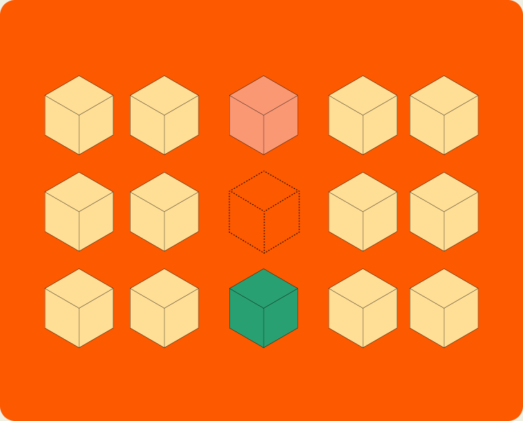 Grid of objects with one flagged as changed