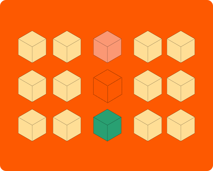 Grid of objects with one flagged as changed