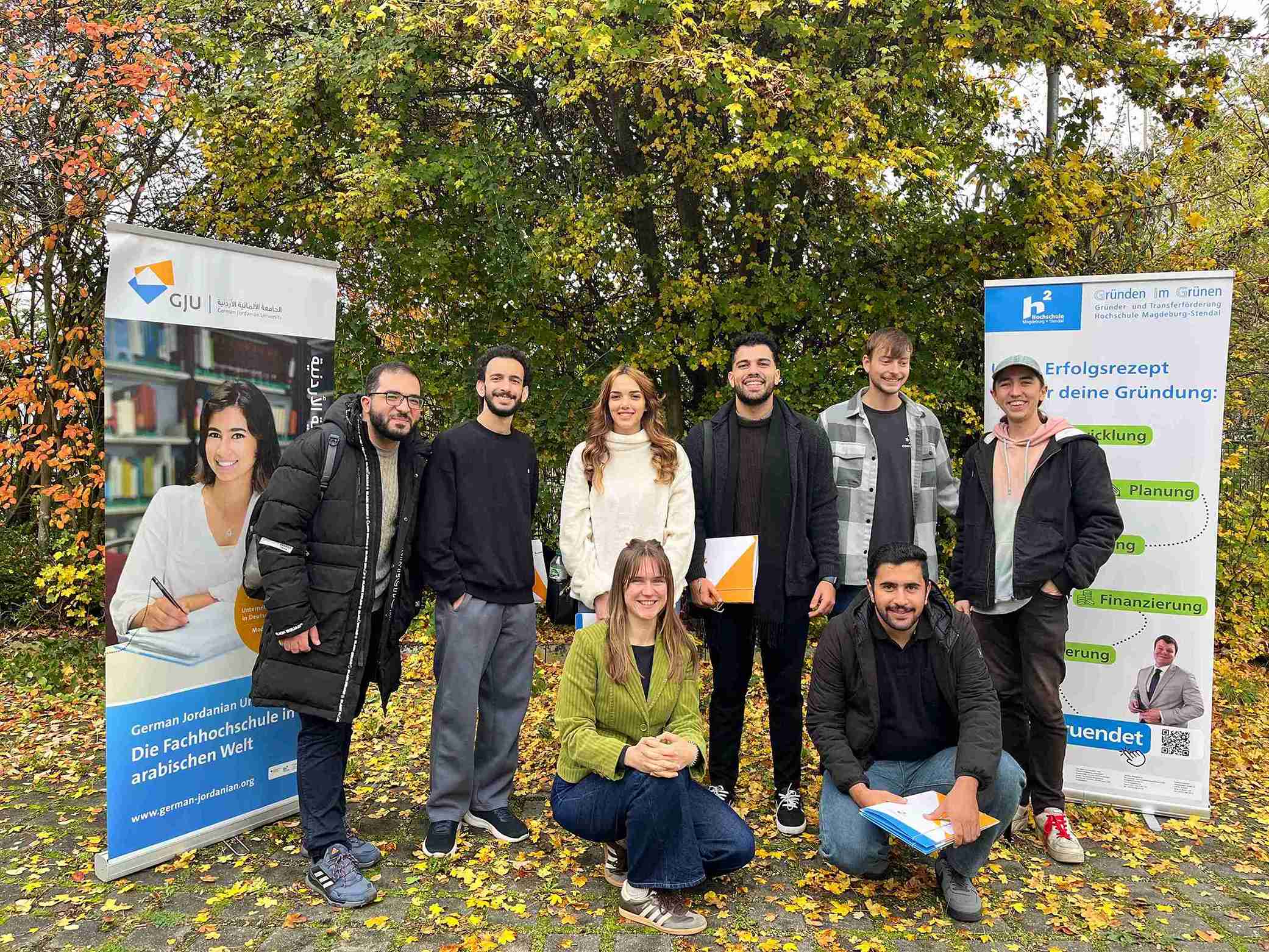 GJU-Projektbüro und Gründen im Grünen begrüßen die neuen Austauschstudierenden gemeinsam