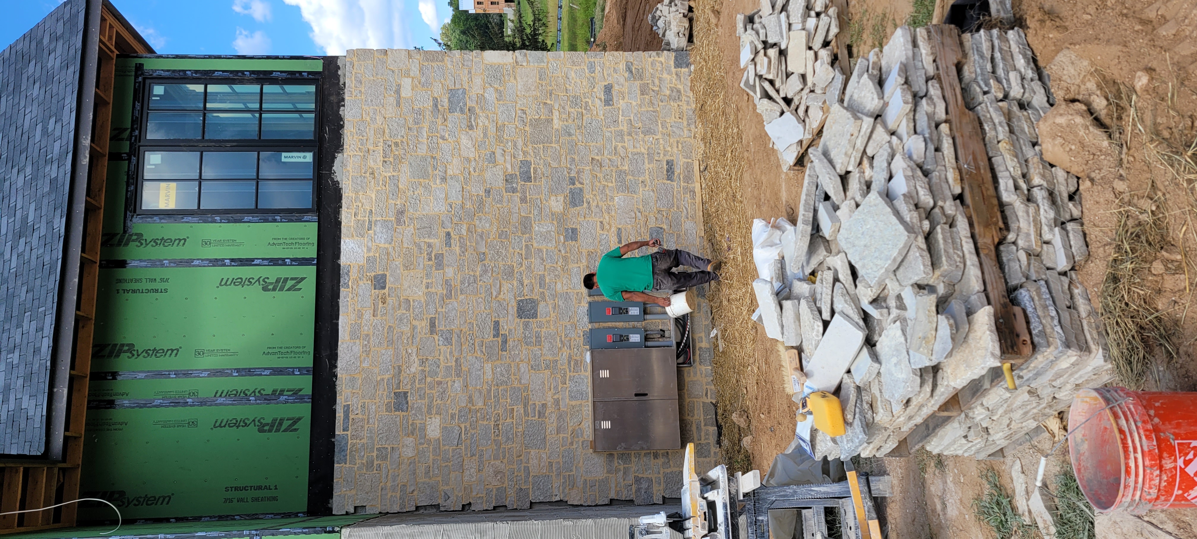 Exterior stone veneer wall installation